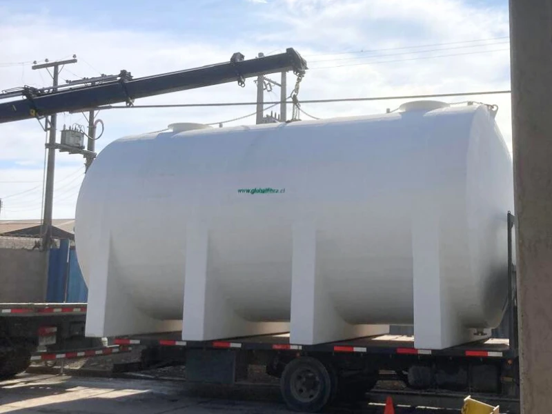 Estanque Cilindrico Horizontal de Fibra de Vidrio FRP de 50.000 Litros para almacenamiento de cloruro de calcio | GlobalFibra